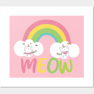 Catcorn, Rainbow cat Posters and Art